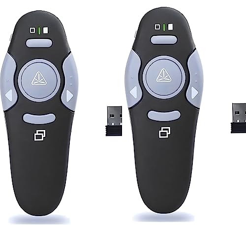 BTeddies [ 2 Packs] Powerpoint Presentation clicker 328FT Pointer Clickers Wireless Remote, 2.4GHz Presentation Pointer Slide. Compatible with (iOS, Miscrosoft, PC, MAC, Laptop, Projector etc.