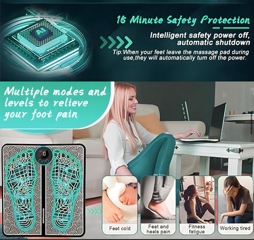 Eddies Gallery Foot Massager for Pain and Circulation, EMS Foot Massager, Foot Massager mat, Foot Booster for Blood Circulation, Foldable, Portable,Best Present for her/him