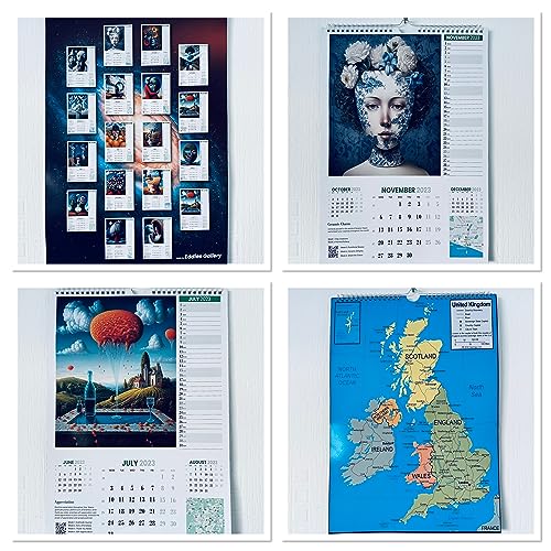 Creatives 2 in 1 Smart & Digital calendar 2024, A3 with access to digital planner,UK Map. interactive weekly guides suitable for home and office use