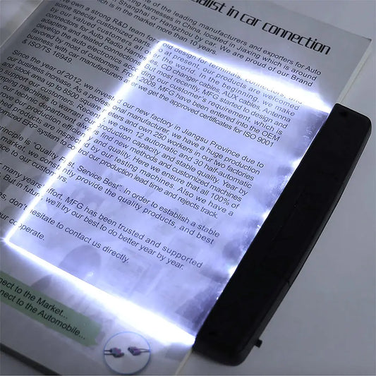Flat Book Light for Reading in Bed at Night Clear LED Book Full Page Light