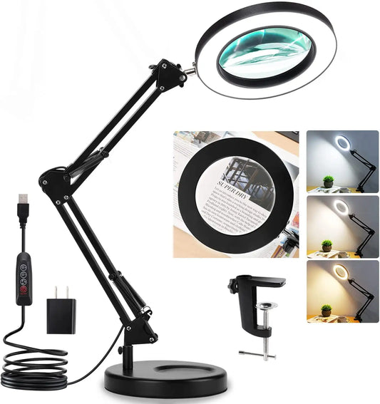 popular Swing Arm Lamp New Led Metal  magnifier desk Lamp Dimmable Bedroom Reading with Usb Plug-In Desk Lamp For Study